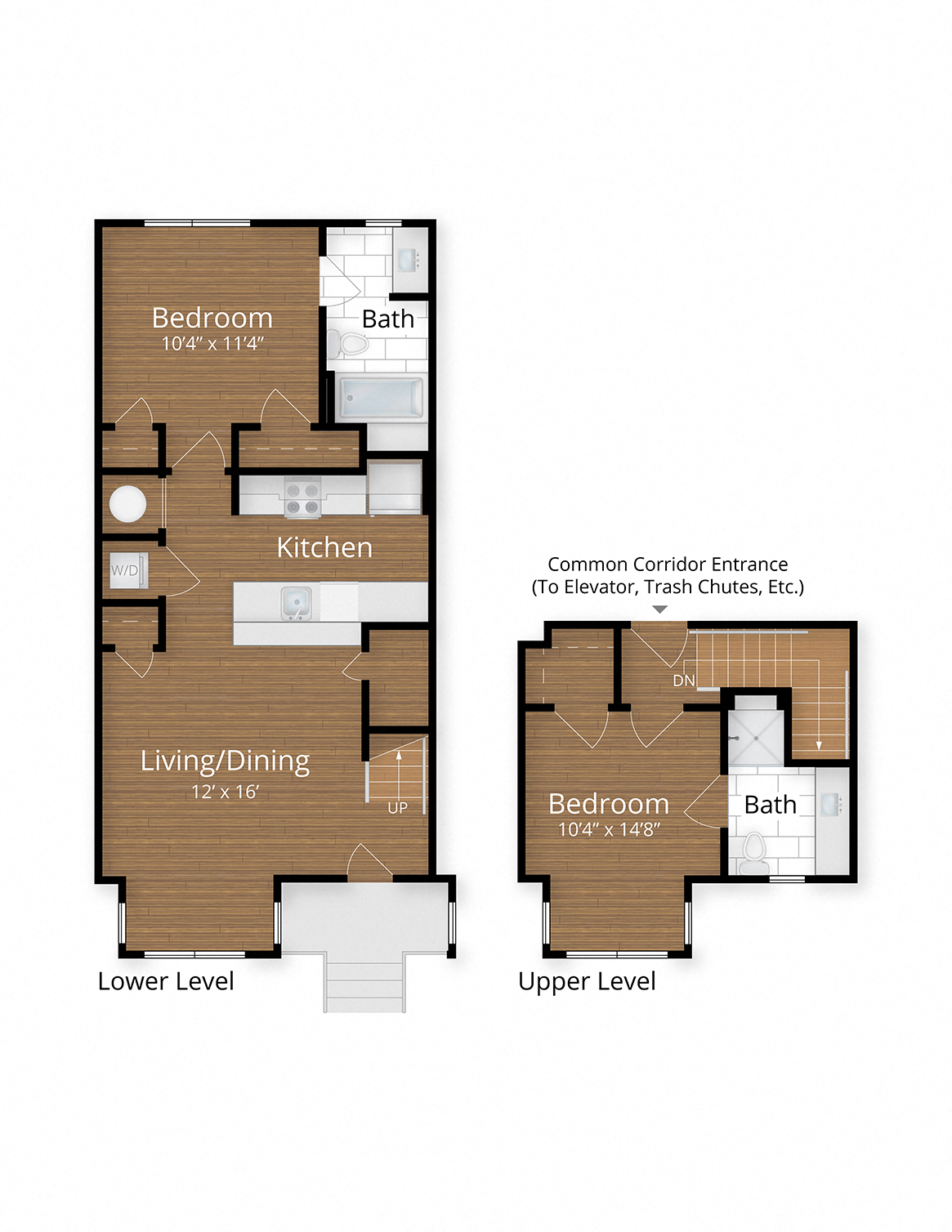 Floor plan for 2 beds, 2 baths, 931 sqft